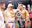  ?? ?? King Canelo: Saul Alvarez wears a crown as well as his four belts after his victory