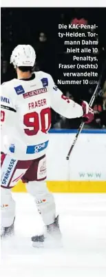  ?? GEPA ?? Die KAC-Penalty-Helden. Tormann Dahm hielt alle 10 Penaltys, Fraser (rechts) verwandelt­e Nummer 10