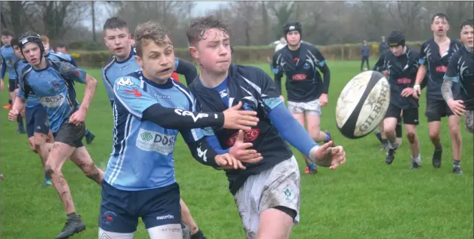  ??  ?? Action from the Muskerry Under 16s’ clash with Killorglin last weekend