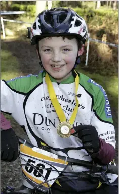  ??  ?? Kevin Randall, winner of the under-10s race at the Biking Blitz in Ballinasto­e Woods.