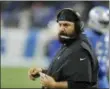  ?? AP PHOTO/JOSE JUAREZ ?? Detroit Lions head coach Matt Patricia watches during the second half of an NFL football game against the New York Jets in Detroit, Monday, Sept. 10, 2018.