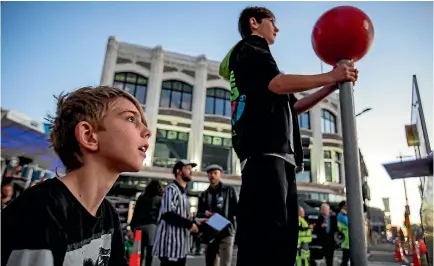  ?? PHOTO: DAVID WALKER/FAIRFAX NZ ?? Gap Filler held the Attack of the Cones tournament in central Christchur­ch on Saturday before the game is retired for something new.