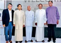  ??  ?? The people behind the Siddhalepa Internatio­nal Ayurveda Symposium. From left: Siddhalepa Group Managing Director Asoka Hettigoda, Health and Indigenous Medicine Minister Rajitha Senaratne, Siddhalepa Group Chairman Deshabandu Dr. Victor Hettigoda, guest of honour President Maithripal­a Sirisena and Tourism and Christian Religious Affairs Minister John Amaratunga