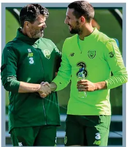  ??  ?? Respect: Roy Keane and Conor Hourihane at training