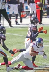  ?? GETTY IMAGES ?? Safety Eddie Jackson’s pass interferen­ce on Kaden Smith negated his 54-yard pick-six.