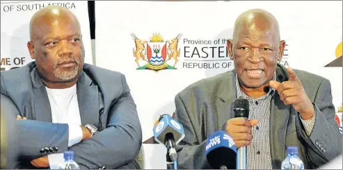  ?? Picture: RANDELL ROSKRUGE ?? SUMMING UP: Education MEC Mandla Makupula, right, and head of the Eastern Cape education department Themba Kojana face the press in Stirling, East London, yesterday