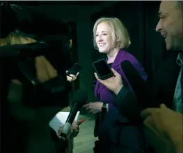  ?? CP FILE PHOTO ?? Former Conservati­ve MP Lisa Raitt speaks with the media as she arrives for a Conservati­ve caucus meeting on Parliament hill in Ottawa on Nov. 6. The Conservati­ves will choose their next leader at a convention on June 27 in Toronto.