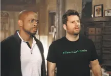  ?? Alan Zenuk / USA Network ?? Dulé Hill (left) and James Roday return as Burton “Gus” Guster and Shawn Spencer in “Psych: The Movie” on USA.