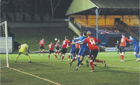  ?? ?? Action from Halifax Town’s goalless draw with Altrincham. Picture: FC Halifax Town/Darren Murphy