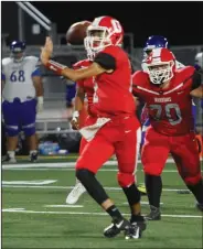  ?? DAVID WITTE/NEWS-SENTINEL ?? Galt quarterbac­k Robert Bulahan Jr. rears back to throw during Galt's victory over Valley High on Sept. 6.