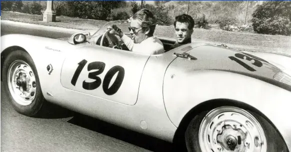  ??  ?? James Deans’s associatio­n with Porsche and his 550 Spyder serves only to enhance the brand, despite being killed in the car en route to a race meeting at Salinas, California in 1955