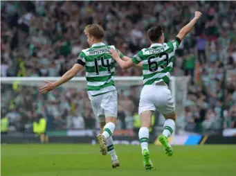  ?? (Getty) ?? Armstrong and Tierney celebrate Celtic's first