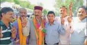  ?? HT PHOTO ?? BJP candidate Anil Dhiman after winning the Bhoranj election in Hamirpur on Thursday.