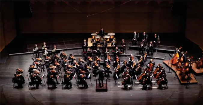  ?? TARJEI SVENSON HUMMELSUND / HARMONIEN ?? Bergen Filharmoni­ske Ungdomsork­ester (BFUng) har Grieghalle­n for seg selv mens moderorkes­teret er på turné.