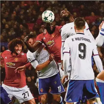  ?? REUTERS PIC ?? Manchester United’s Romelu Lukaku scores their second goal against Basel in the Champions League Group A match at Old Trafford on Tuesday.