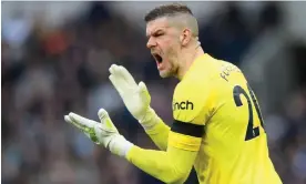  ?? Photograph: Justin Setterfiel­d/Getty Images ?? Fraser Forster was thrust into the thick of Spurs’ push for a top-four finish when Hugo Lloris suffered a serious knee injury in February.