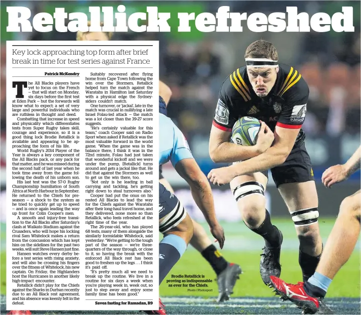  ?? Photo / Photosport ?? Brodie Retallick is proving as indispensa­ble as ever for the Chiefs.