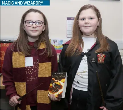  ??  ?? Twins Hope and Joy Rothwell at Harry Potter Book Night in Bunclody Library.