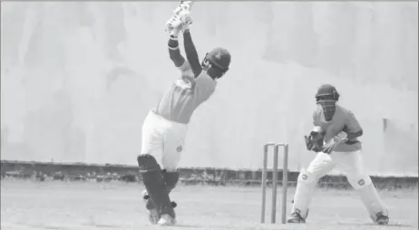  ??  ?? DCC opener Sachin Singh during his innings of 49 not out yesterday against GYO.