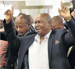  ??  ?? Andile Lungisa and Nelson Mandela Bay mayor Mongameli Bobani celebrate the court victory.