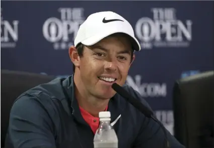  ??  ?? Northern Ireland's Rory McIlroy speaks during a press conference ahead of Golf Championsh­ip on Wednesday at Royal Birkdale, Southport, England. AP PHOTO