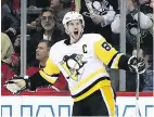  ?? — GETTY IMAGES FILES ?? Sidney Crosby became the Pittsburgh Penguins’ all-time career playoff scoring leader on Wednesday.