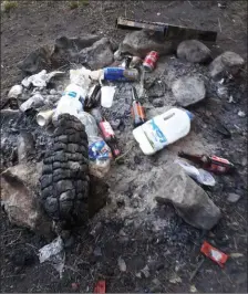  ??  ?? Rubbish and camp fires left abandoned at the Glenmalure Valley.