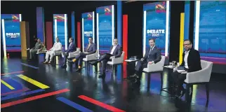  ?? CORTESÍA DE EL COMERCIO ?? Encuentro. La última tanda de candidatos presidenci­ales que participar­on ayer en el debate de El Comercio.