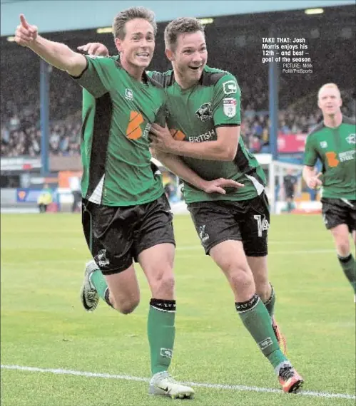  ?? PICTURE: Mark Pollit/ProSports ?? TAKE THAT: Josh Morris enjoys his 12th – and best – goal of the season