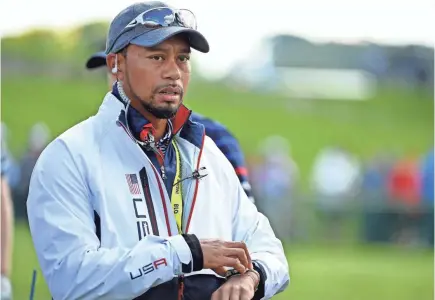  ?? JOHN DAVID MERCER/USA TODAY SPORTS ?? Tiger Woods served as a vice captain during the 41st Ryder Cup at Hazeltine National Golf Club in 2016.