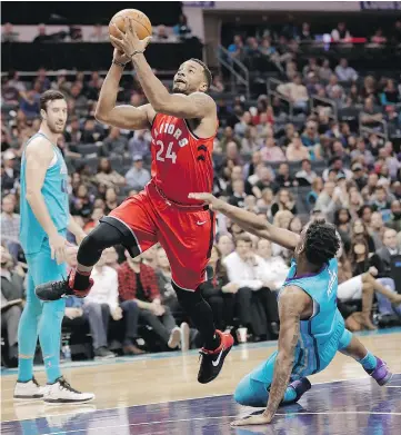  ??  ?? Norman Powell has found himself out of the Toronto Raptors’ rotation of 10 players, and his playing time is way down as a result.