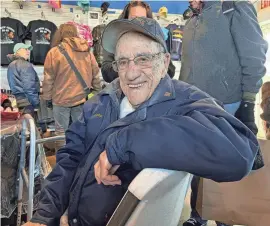  ?? KAITLYN MCCORMICK/CHERRY HILL COURIER-POST ?? John “Johnnie Q” Quinesso, a 98-year-old Navy veteran, sits in the battleship's gift shop. He came to the pier as a tour guide in 2001 to “get back on the water.”