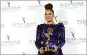  ?? CHARLES SYKES — THE ASSOCIATED PRESS ?? Director Ava DuVernay appears in the press room after accepting the the Founders Award at the 50th Internatio­nal Emmy Awards on Nov. 21 in New York.