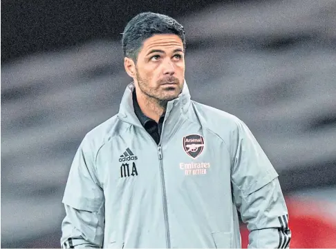  ??  ?? RESULTS BUSINESS: Mikel Arteta knows defeat tonight in Prague would increase the pressure on him.