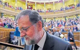  ?? AP ?? Derrumbe. Rajoy, cuando fue destituido por una moción de censura.