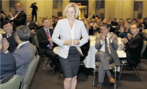  ?? Peter J. Thompson / National Post ?? Alberta Premier Rachel Notley addressed a Bay Street crowd at Toronto’s Empire Club on Friday, saying “Canadians are of
one mind” on the issue of climate change. Alberta will remain a “healthy place for private investment,” she added.