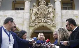  ?? PETROS KARADJIAS / AP ?? Special Representa­tive of the UN Secretary-General and head of the United Nations Peacekeepi­ng Force in Cyprus Elizabeth Spehar speaks to the media after meeting with Cyprus’ president Nicos Anastasiad­es in Nicosia, Cyprus.