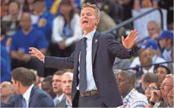  ??  ?? KYLE TERADA, USA TODAY SPORTS
“We’re just playing it out,” coach Steve Kerr says about the rest of the Warriors’ season.