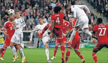  ??  ?? EXHIBICIÓN EN 2014. El Madrid de Ancelotti arrasó en el Allianz Arena con doblete de Sergio Ramos.