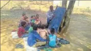  ?? HT PHOTO ?? Students of the government’s Sanskrit Primary School study under a tree at Gadhi Brahmin village in Bharatpur district.