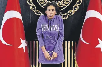  ?? ?? An undated photo of Ahlam Albashir taken by security forces after her capture, Istanbul, Türkiye.