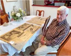  ?? STAFF PHOTO BY MARK KENNEDY ?? Don Tucker, 85, of Chattanoog­a, shares a birthday with one of Chattanoog­a’s former legacy newspapers, the Chattanoog­a Free Press. In 1940, Tucker was featured in photos of the newspaper’s fourth birthday party.