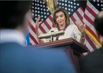  ?? Shawn Thew Pool Photo ?? HOUSE SPEAKER Nancy Pelosi, whose husband is a frequent stock trader, rejects the notion that a prohibitio­n is needed because lawmakers cannot be trusted to act ethically. “I just don’t buy into that,” she says.