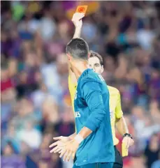  ?? /GETTY IMAGES ?? El domingo contra el Barcelona, Cristiano Ronaldo se ganó la décima expulsión de su carrera.