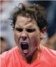  ?? Associated Press ?? ■ Rafael Nadal reacts after defeating Karen Khachanov during the third round of the U.S. Open tennis tournament Friday in New York.