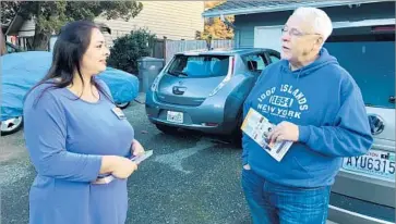  ??  ?? MANKA DHINGRA, left, a Democrat in the Senate race in Washington state, says she probably would not be a candidate if Donald Trump hadn’t been elected president. “I love my job,” says the King County prosecutor.