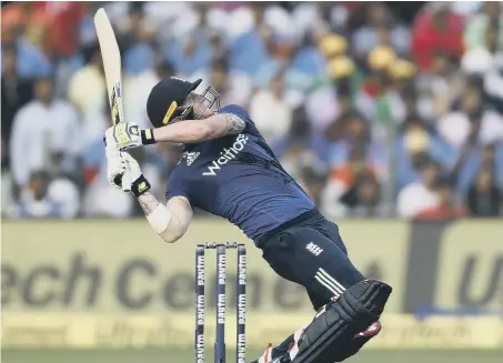  ??  ?? Ben Stokes bats during the first one day internatio­nal cricket match against India in Pune