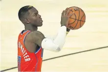  ?? [MIKE EHRMANN/USA TODAY SPORTS] ?? Thunder guard Dennis Schröder scored 17 points on 6-for-12 shooting in his return from the paternity list Friday in Lake Buena Vista, Florida.