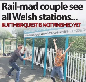  ??  ?? Geoff Marshall and Vicki Pipe at the most famous of Welsh stations