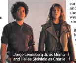  ??  ?? Jorge Lendeborg Jr. as Memo and Hailee Steinfeld as Charlie